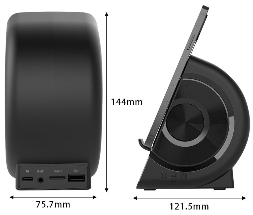 USB Interface Digital Alarm Clock BT Speaker and Wireless Charger_5