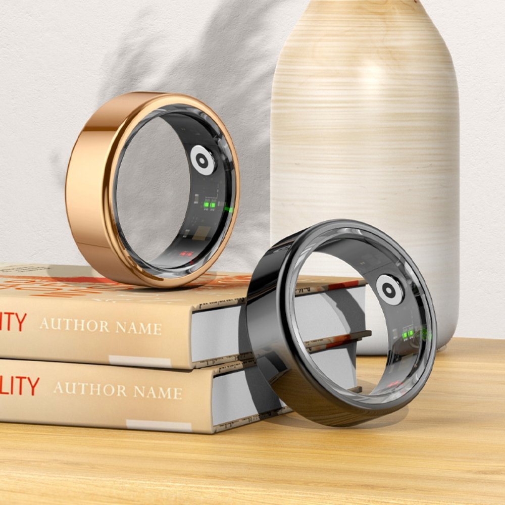 5ATM Waterproof Health Monitor Smart Ring with Charging Case_0